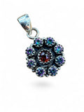 Rainbow Fire Topaz & Garnet Solid 925 Sterling Silver Pendant
