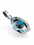 Kingman Turquoise Shadow Box Solid 925 Sterling Silver Pendant