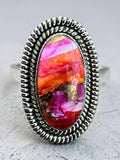 Kingman Pink Dahlia Turquoise Solid 925 Sterling Silver Ring – Size 6