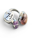 RARE Trapiche Amethyst Solid 925 Sterling Silver Ring Adj