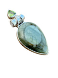 Royal Imperial Jasper & Peridot Solid 925 Sterling Silver Pendant