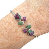 Rough Ruby Zoisite Solid 925 Sterling Silver Cuff Bracelet