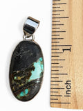 Black Jack Turquoise Solid 925 Sterling Silver Pendant