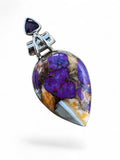 Kingman Purple Turquoise & Oyster Solid 925 Sterling Silver Pendant