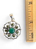 Chrysoprase & Peridot Solid 925 Sterling Silver Pendant