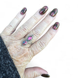Kingman Pink Dahlia Turquoise Solid 925 Sterling Silver Ring 8
