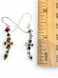 Pink & Green Tourmaline Solid 925 Sterling Silver Earrings