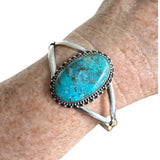 Kingman Turquoise Solid 925 Sterling Silver cuff Bracelet