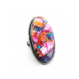 Kingman Pink Dahlia Turquoise Solid 925 Sterling Silver Ring 6