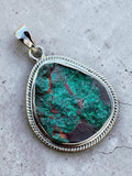 Rough Chrysocolla Solid 925 Sterling Silver Pendant