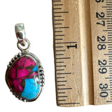 Kingman Cotton Candy Turquoise Solid 925 Sterling Silver Pendant