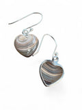 Heart Fordite Solid 925 Sterling Silver Earrings