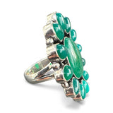 FLOWER Green Onyx Solid 925 Sterling Silver Ring 9