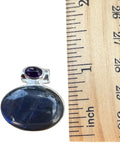 Blue Labradorite & Amethyst Solid 925 Sterling Silver Pendant