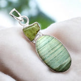 Saturn Chalcedony & Green Kyanite Solid 925 Sterling Silver Pendant