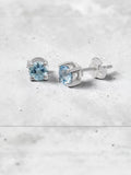 Swiss Blue Topaz Solid 925 Sterling Silver stud Earrings