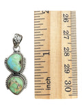 Double Sonoran Gold Turquoise Solid 925 Sterling Silver Pendant