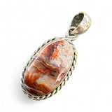 Crazy Lace Agate round Solid 925 Sterling Silver Pendant