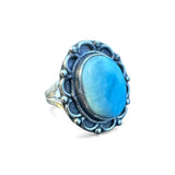 Caribbean Larimar Solid 925 Sterling Silver Ring 7.5