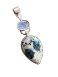 K2 & Rainbow Moonstone Solid 925 Sterling Silver Pendant