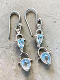 Blue Topaz Solid 925 Sterling Silver Earrings