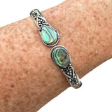 Abalone Solid 925 Sterling Silver Bangle Bracelet