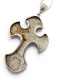 Flower Coral Cross Solid 925 Sterling Silver Statement Pendant with 18” Chain