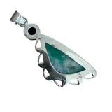 Variscite & Garnet Solid 925 Sterling Silver Pendant