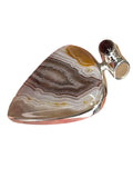 Botswana Agate & Pink Tourmaline Solid 925 Sterling Silver Pendant