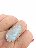 Faceted Rainbow Moonstone Solid 925 Sterling Silver Ring 8