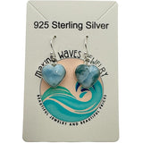 HEART Larimar Solid 925 Sterling Silver Earrings