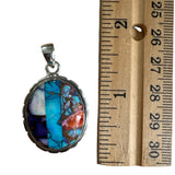 Kingman Trifecta Turquoise Solid 925 Sterling Silver Pendant
