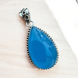 Blue Chalcedony Solid 925 Sterling Silver Pendant