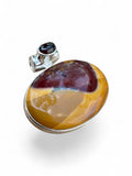 Mookaite Jasper & Garnet Solid 925 Sterling Silver Pendant