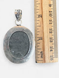 Snow Druzy Silver Overlay Pendant