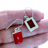 Red Coral Solid 925 Sterling Silver Earrings