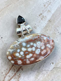 Ocean Jasper & Onyx Solid 925 Sterling Silver Pendant