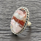 Crazy Lace Agate Solid 925 Sterling Silver Ring 6