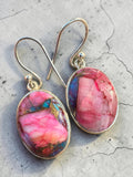 Kingman Pink Dahlia Turquoise Solid 925 Sterling Silver Earrings