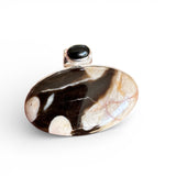 Australian Peanut wood Jasper & Onyx Solid 925 Sterling Silver Pendant