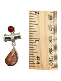 Rough Sunstone & Carnelian Solid 925 Sterling Silver Pendant