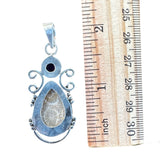 Amethyst & Fossil Coral Solid 925 Sterling Silver Pendant