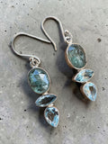 Blue Kyanite & Blue Topaz Solid 925 Sterling Silver Earrings
