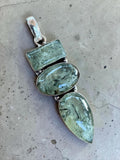 Moss Prehnite Silver Overlay Pendant