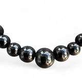 Black Agate Graduated Beaded Necklace – 18” Natural Green Gemstone Jewelry, Handcrafted