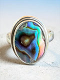 Abalone Solid 925 Sterling Silver Ring 7