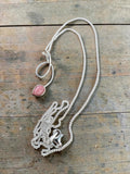Pink Opal Solid 925 Sterling Silver Pendant with chain