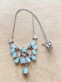 Luxury Caribbean Larimar Solid 925 Sterling Silver Necklace