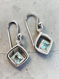 Blue Topaz Solid 925 Sterling Silver Earrings