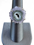 Amethyst Stalactite Solid 925 Sterling Silver Ring 8
